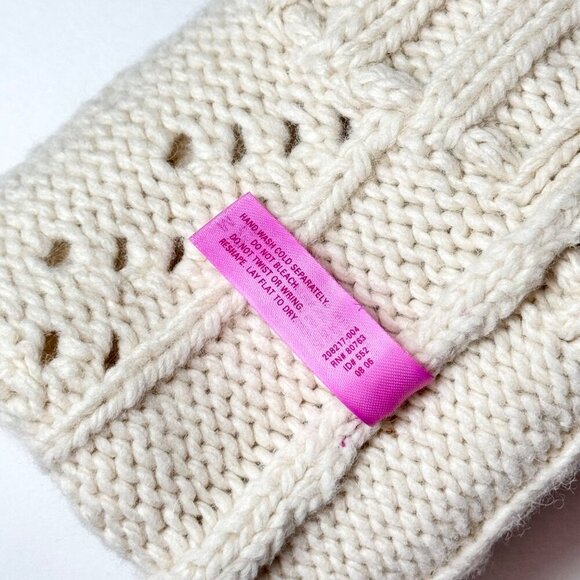 Y2K Victorias Secret Pink Sweater Knee High Socks Slippers Sz 9 Cream Tass - Picture 5 of 8